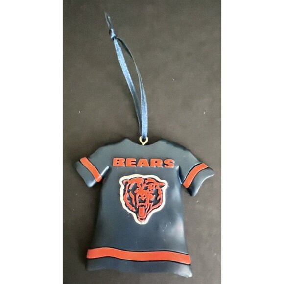 Christmas Ornament Chicago Bears Football Jersey 3 1/4 In Blue Orange Bear Face - Picture 1 of 2